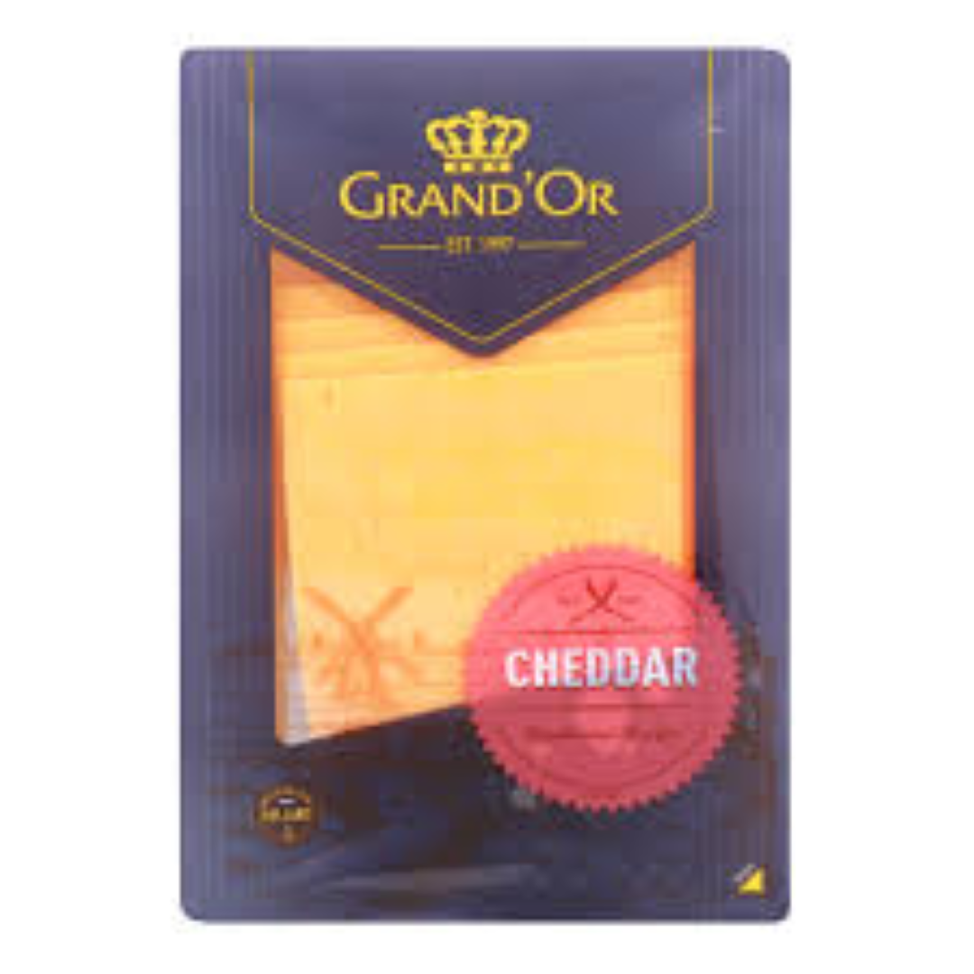 GRANDOR CHEDDAR CHEESE RED SLICES 160G